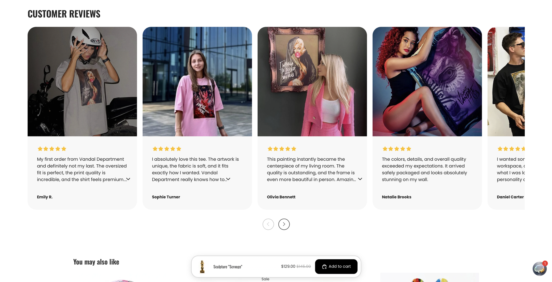 Отзывы покупателей и блок You may also like на Shopify