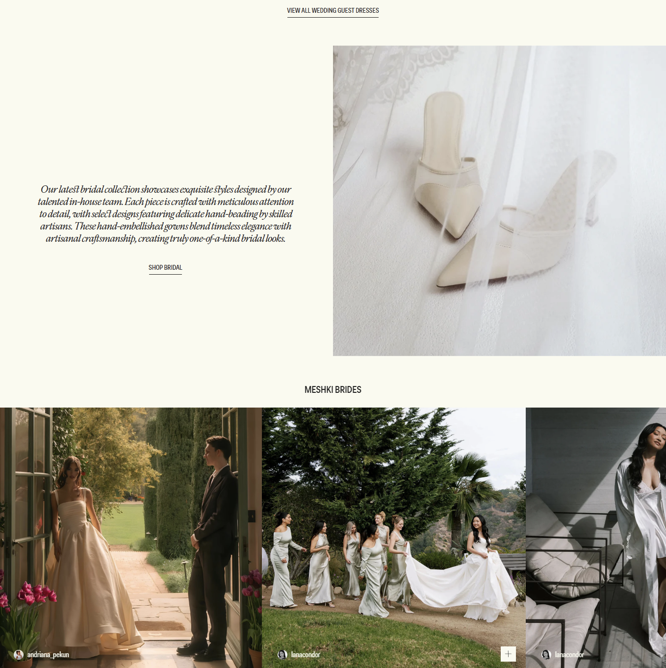 Описание bridal-коллекции и блок реальных фотографий невест
