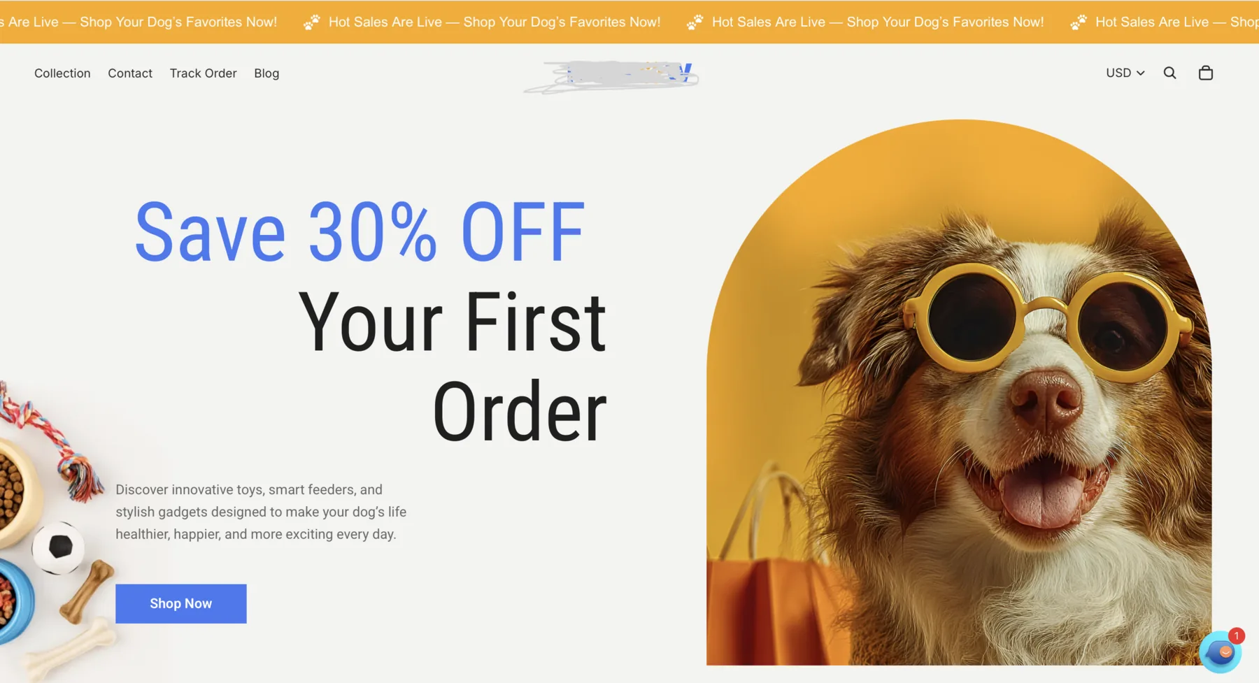 Shopify-магазин товаров для собак для рынка США