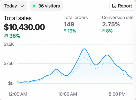 Результат клиентского проекта — продажи Shopify за сегодня