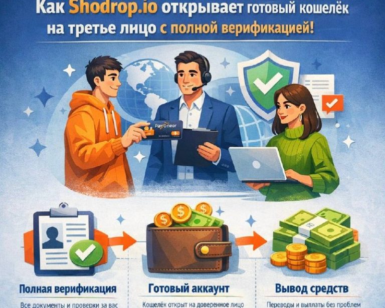 Payoneer для селлера: как Shodrop.io открывает готовый кошелёк на третье лицо с полной верификацией
