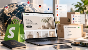 Локализация Shopify-магазина для международных продаж: язык, валюта, цены, домен, доставка, оплата и SEO для разных стран.