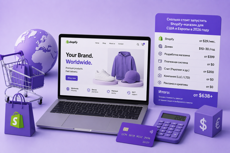 Сколько стоит запустить Shopify-магазин для продаж в США и Европе в 2026 году
